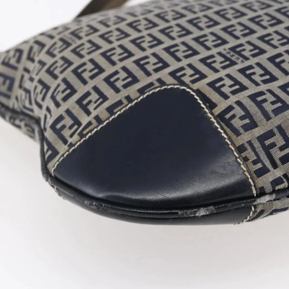 FENDI Zucchino Canvas Tote Bag Navy Auth SW1721 - Picture 4 of 16